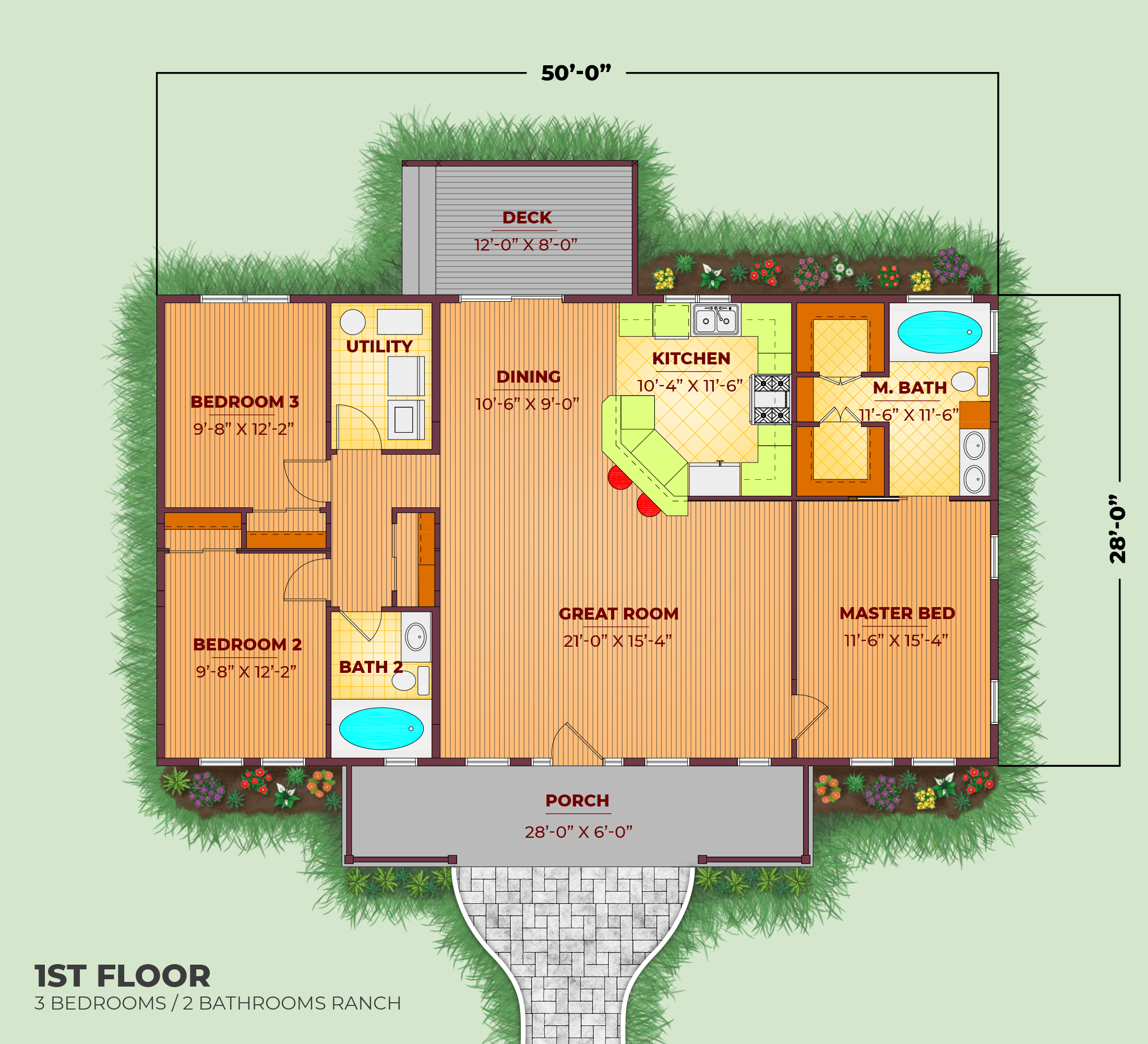 Free Home Plans New Line Design Plan 861 3 Bedroom 2 Bath 1400 Sqft Ranch