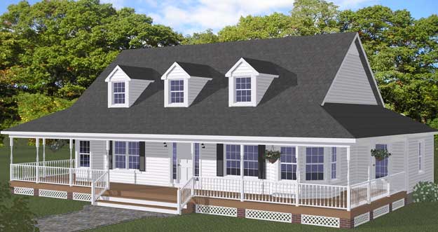 Plan #413-01 - 3 Bedroom,  2.5 Bath, 1704/Sqft Farm House