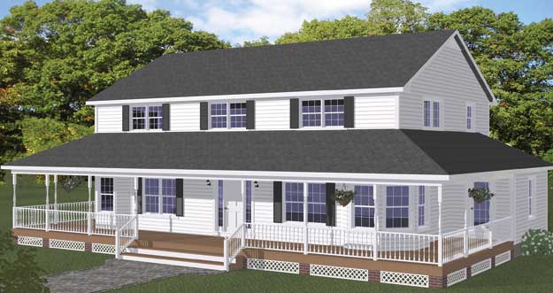 Plan #413-02 - 5 Bedroom,  4 Bath, 3130/Sqft Farm House