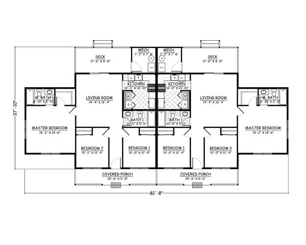 Free Home Plans - New Line Home Design Plan # 926 - 2 Unit, 2160/Sqft ...